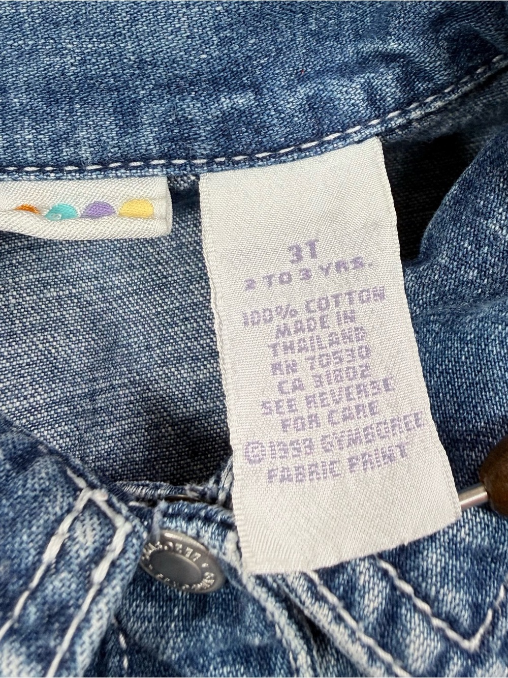 VINTAGE GYMBOREE Girls Forget Me Not Denim Trucker Jacket 3T Y2K Cottagecore 90s - Picture 5 of 12